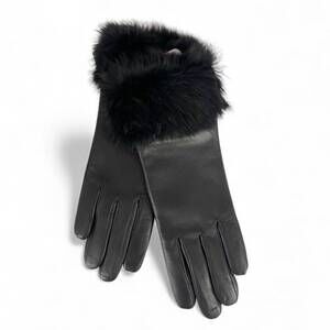 NEW ILI NEW YORK women's leather & fur tech gloves in black